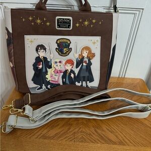 Loungefly Brown and White Harry Potter Character Tote